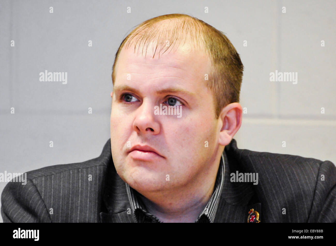 Belfast, Northern Ireland, UK. 5th December, 2014. Rab Magee from the Protestant Coalition at a press conference. Credit:  Stephen Barnes/Alamy Live News Stock Photo