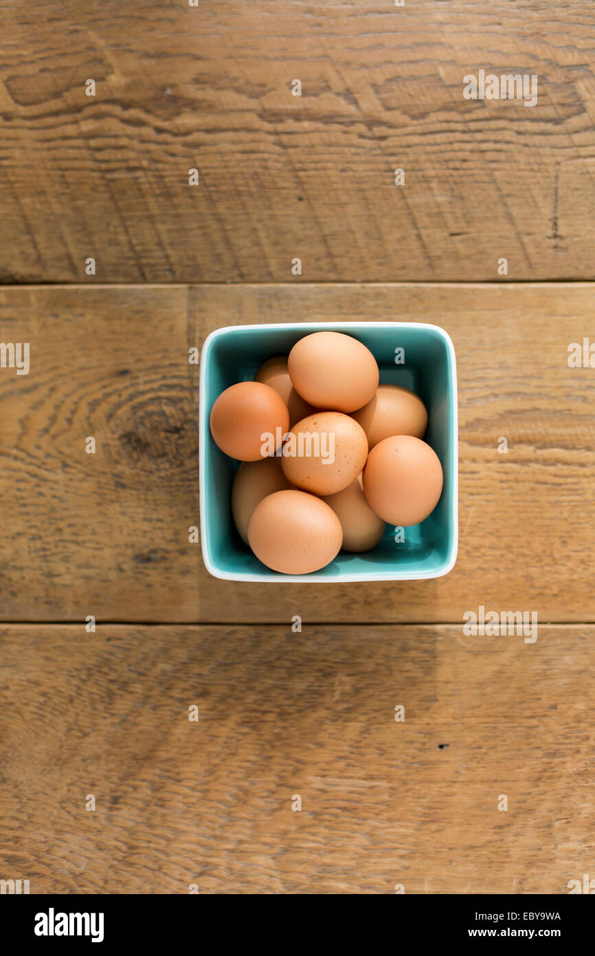 Organic brown eggs Stock Photo