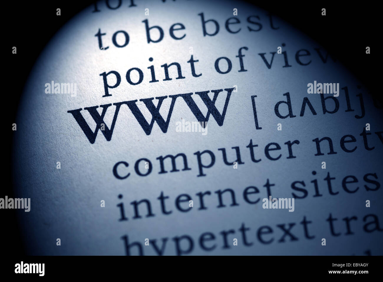 Fake Dictionary, Dictionary definition of the word www. Stock Photo