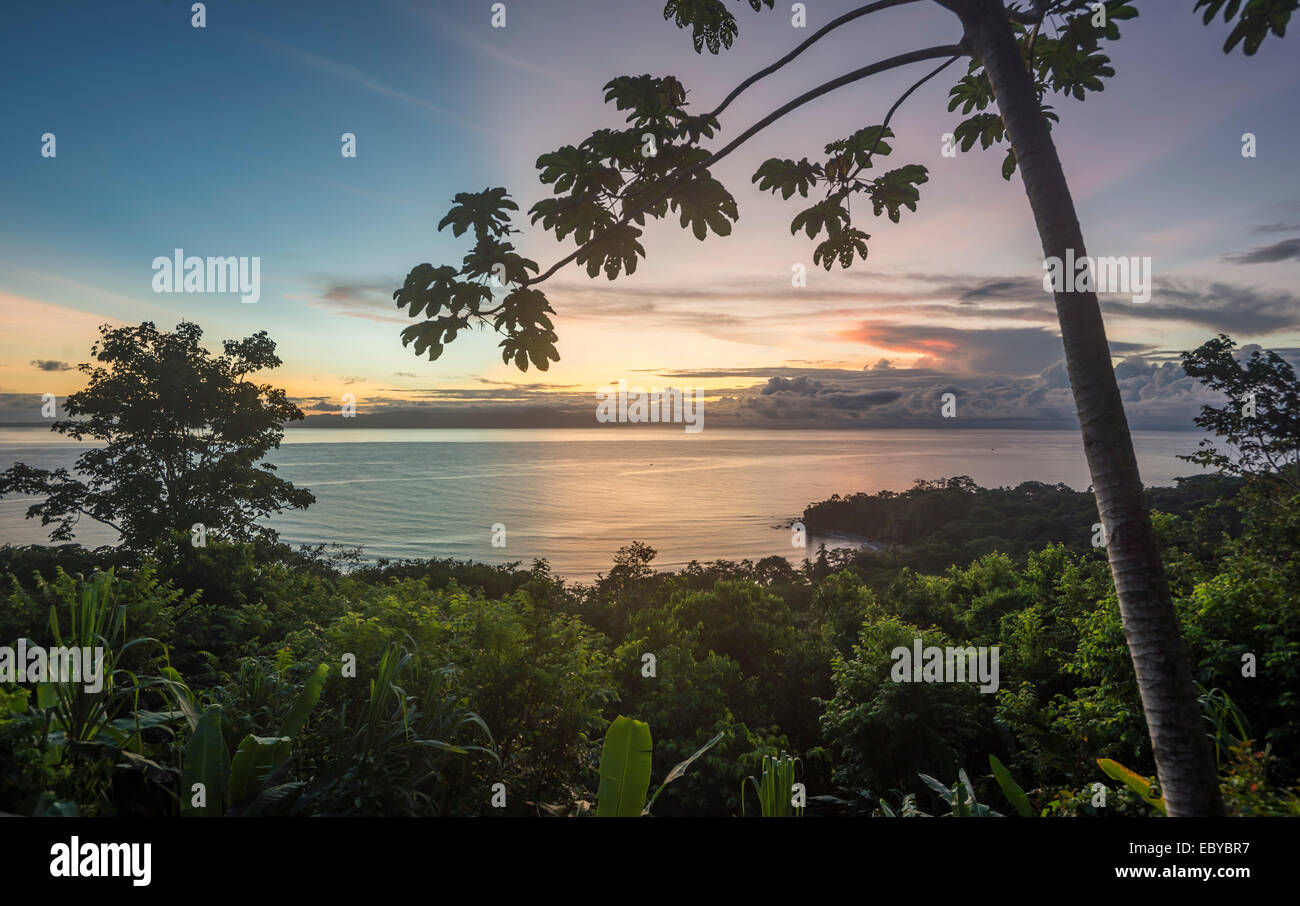 A beautiful view from a rainforest bungalow in Costa Rica on the Osa Peninsula Stock Photo