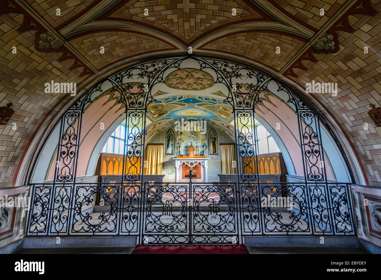 The Italian Chapel is highly ornate Catholic chapel on Lamb Holm in the Orkney Islands.Built during World War II by Italian POWs Stock Photo