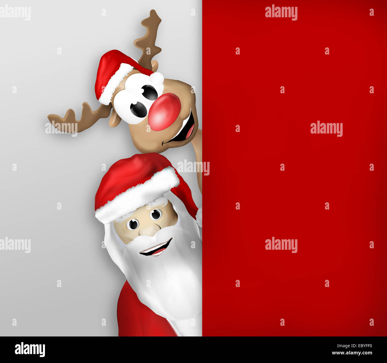 Christmas Santa Claus and Reindeer Stock Photo