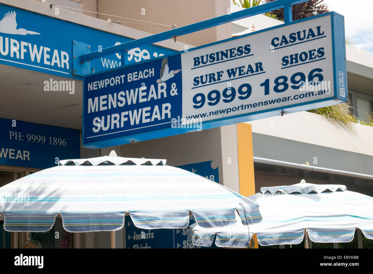 menswear and surf wear gear shop in newport beach,sydney,australia Stock Photo