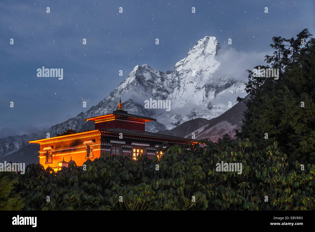 Tengboche monastery in front of Ama Dablam Khumbu region Himalaya Nepal Stock Photo