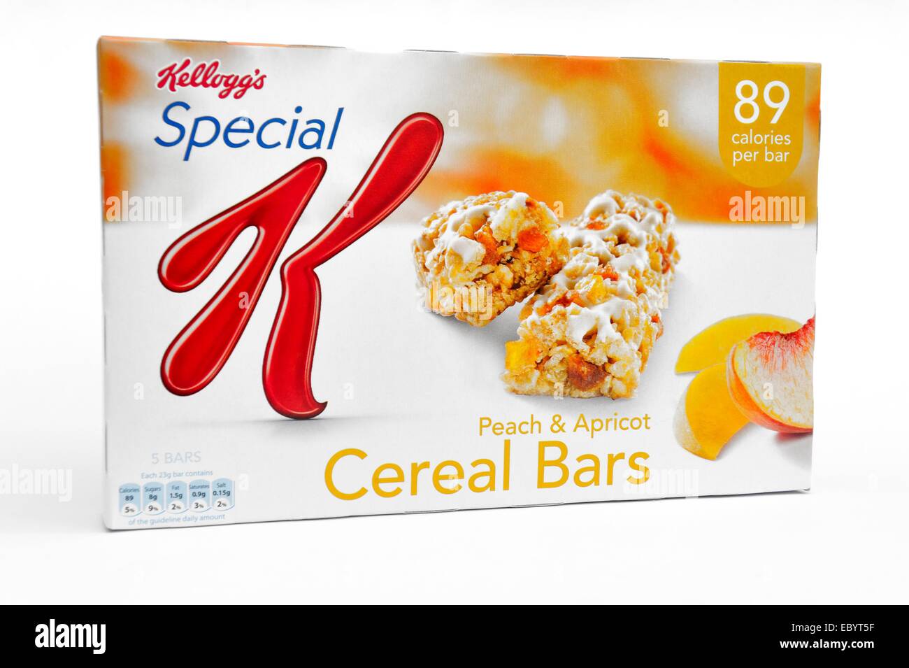 Special k peach and apricot cereal bars retail box Stock Photo