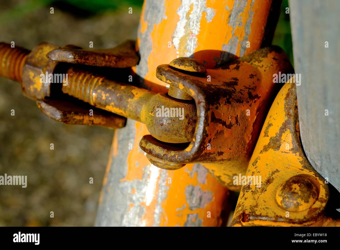 Close up of scaffolding joints in a garden England UK Stock Photo