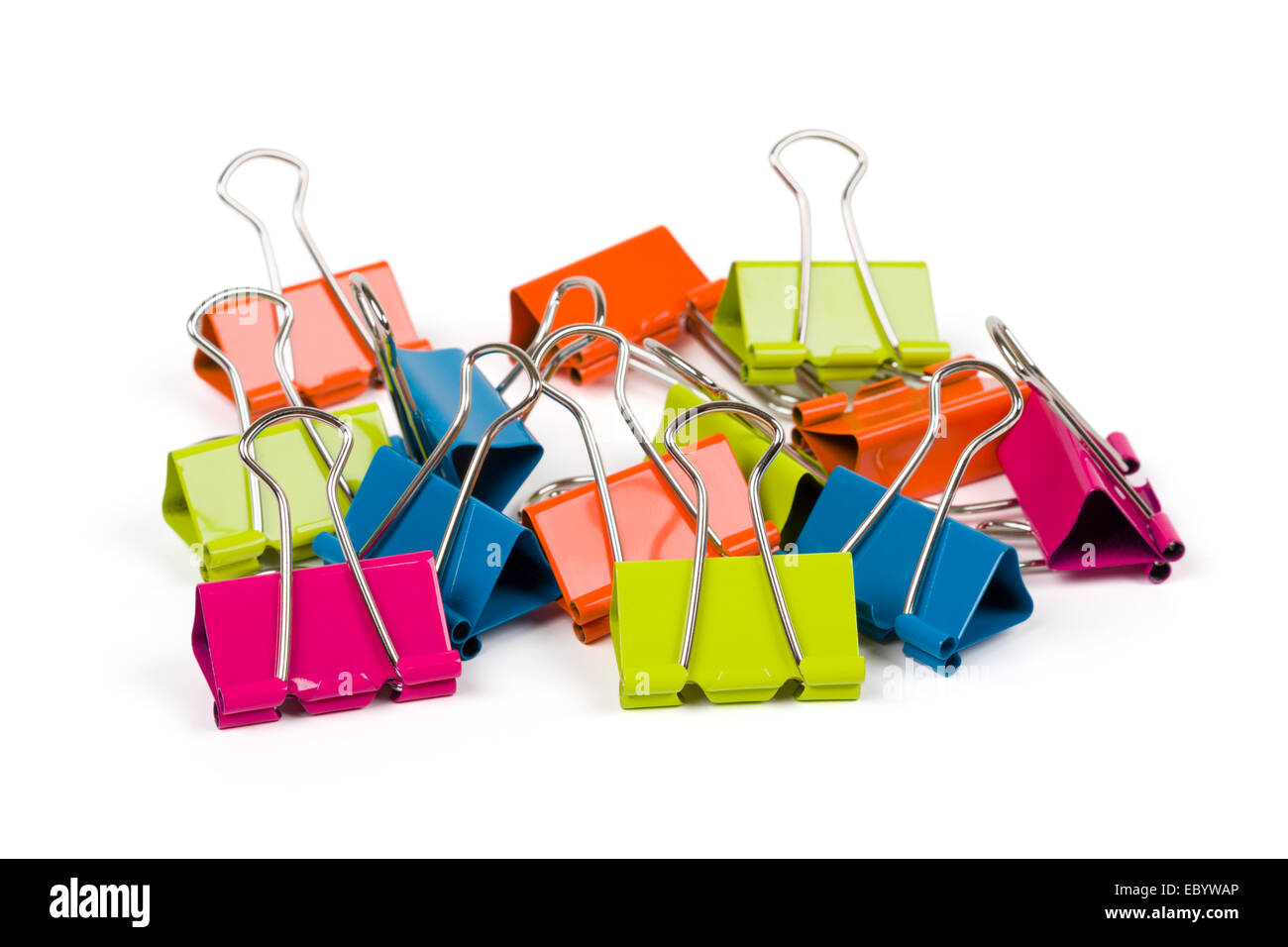 Heap Of Color Binder Clips Isolated On White Stock Photo Alamy
