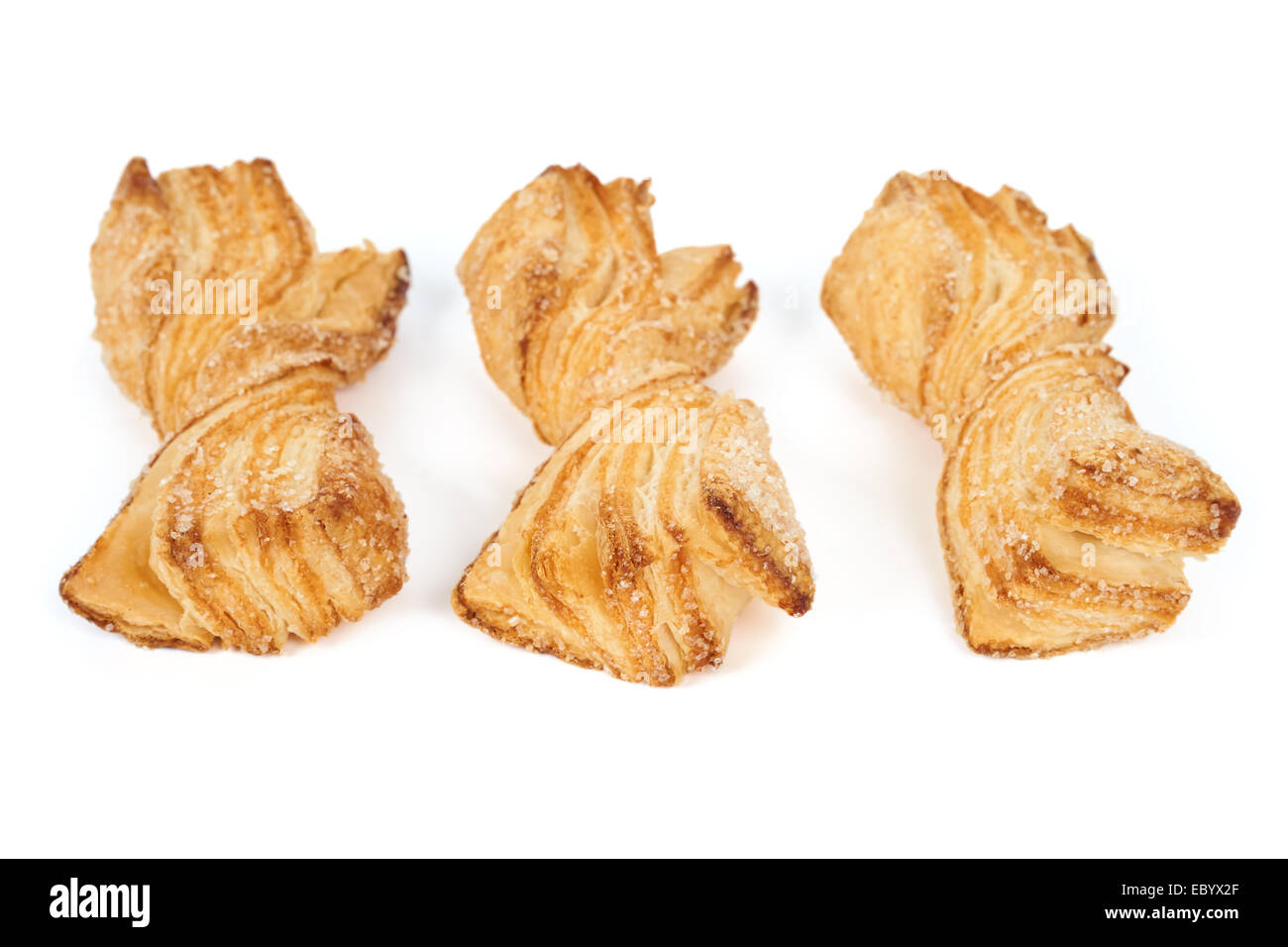Three bow tie pastries isolated on white Stock Photo Alamy