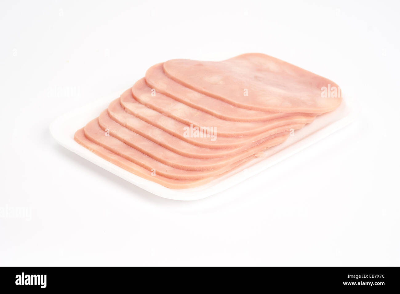 Download Sliced Pork Ham On Plastic White Tray Stock Photo Alamy PSD Mockup Templates