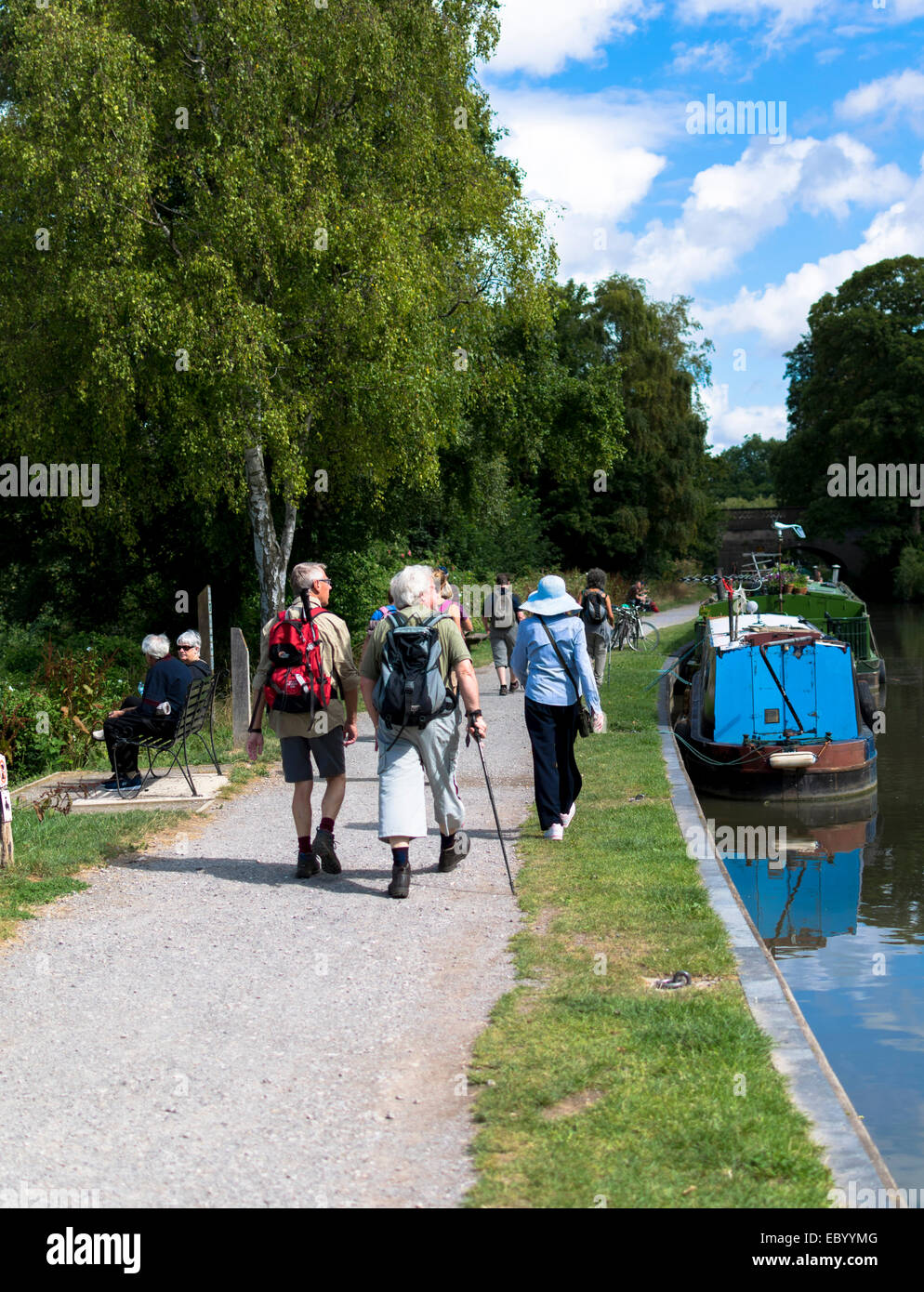 Ramblers on Kennet and Avon Canal Bath England at Widcombe Stock Photo
