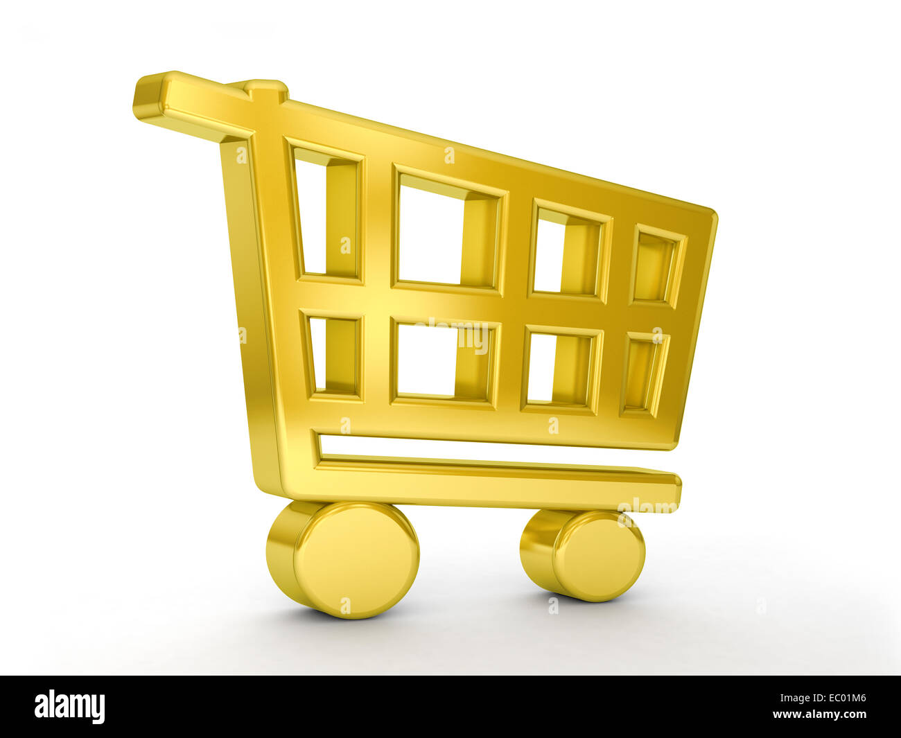 Gold shopping cart symbol on a white background Stock Photo Alamy