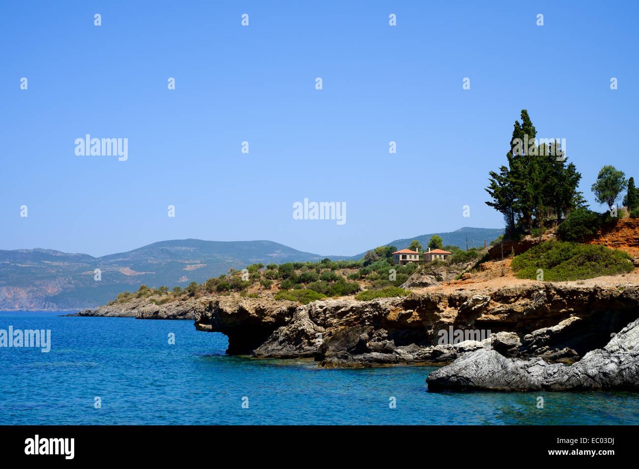 South of Kardamyli (Kardamili) - Mani Peninsula, Peloponnese, Greece. Where writer Patrick Leigh Fermor lived - see description Stock Photo