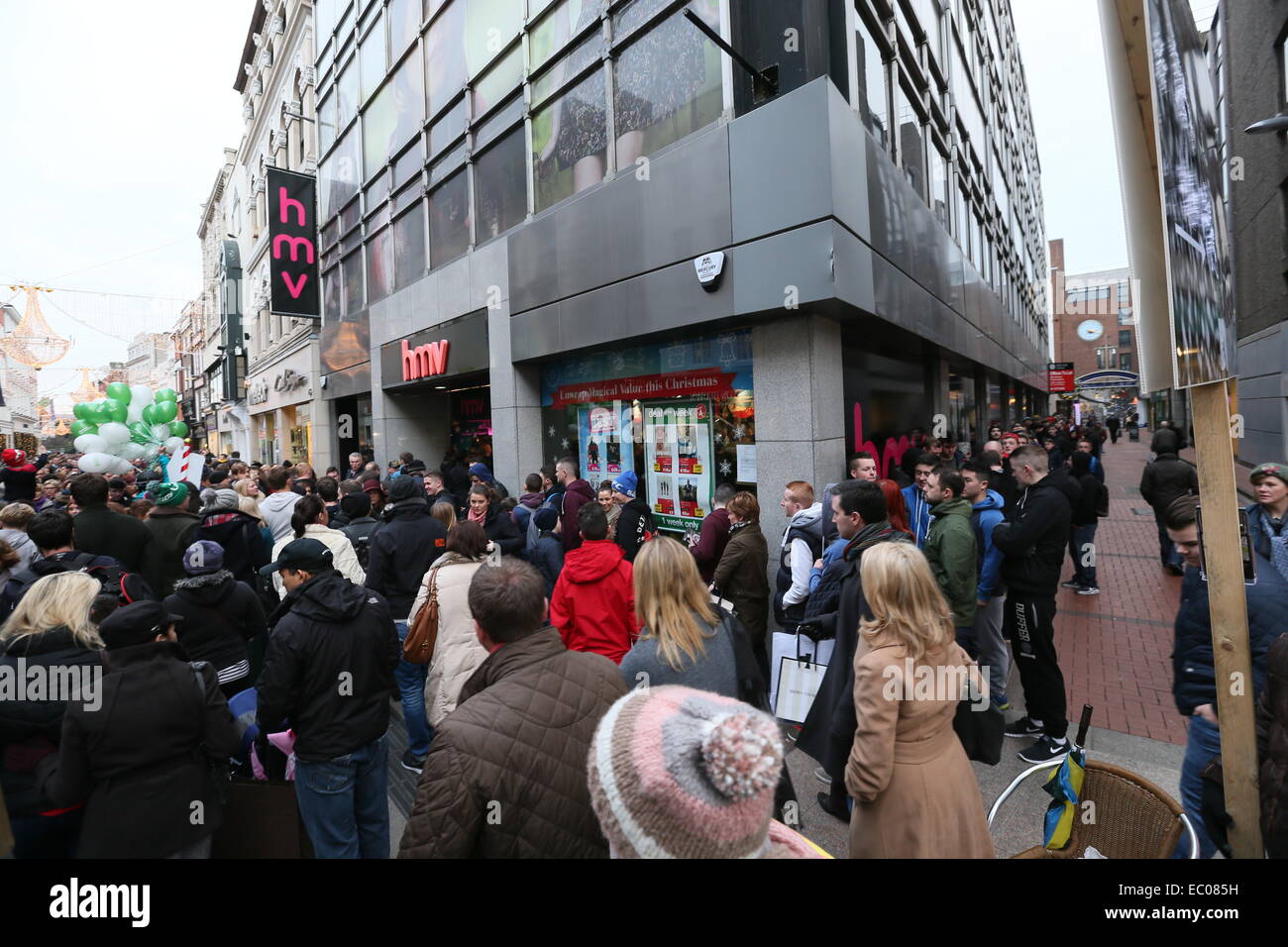 Dublin, Ireland. 06th Dec, 2014. Fans queue outside music retail shop HMV to meet  Irish UFC star Conor McGregor attending to sign his new documentary dvd entitled 'Notorious'. Credit:  Brendan Donnelly/Alamy Live News Stock Photo