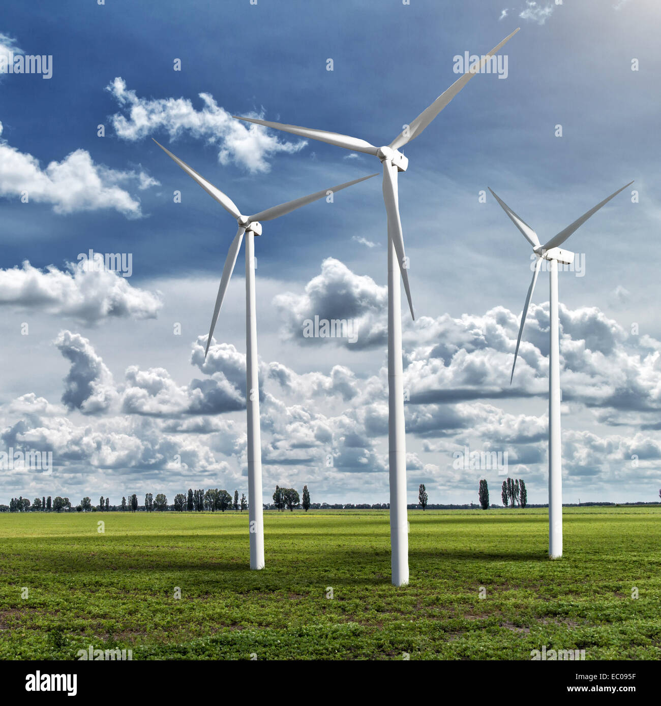 Wind turbines with blue sky and clouds hi-res stock photography and ...