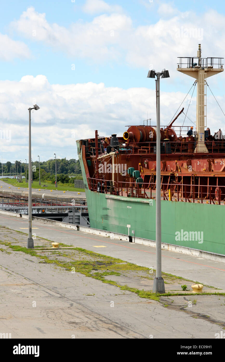 Ship entering the locks at Saint St. Lawrence Seaway Eisenhower Lock