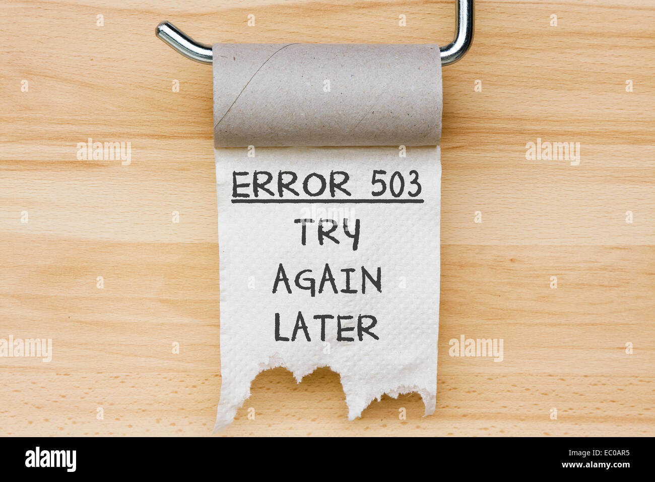 Error 503 - toilet paper as web message Stock Photo