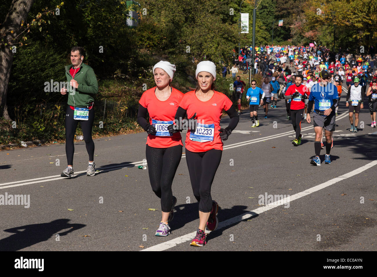 Athletes Running The New York City Marathon, Central Park, NYC, USA Stock Photo