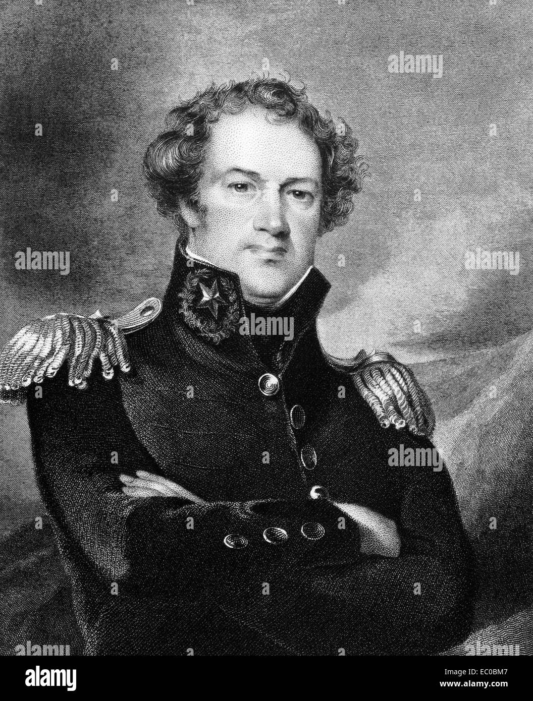 Alexander Macomb (1782-1841) on engraving from 1834. Commanding General of the United States Army during 1828-1841. Stock Photo