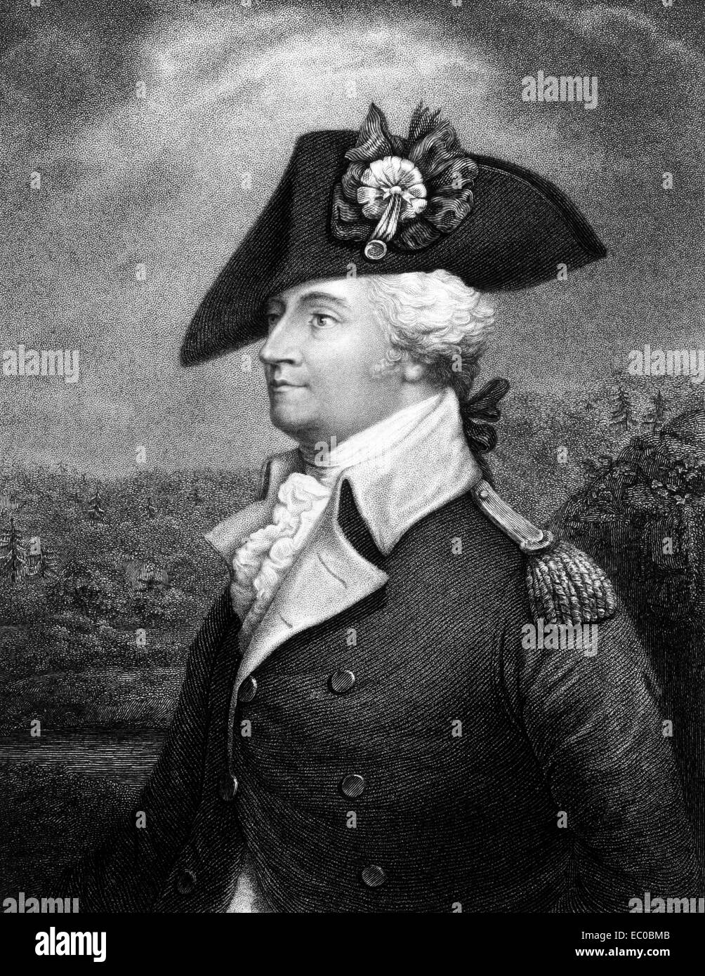 Anthony Wayne (1745-1796) on engraving from 1834.  United States Army officer and statesman. Stock Photo