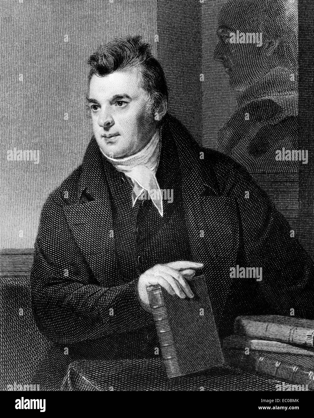 David Hosack (1769-1835) on engraving from 1835. Noted physician, botanist and educator. Stock Photo