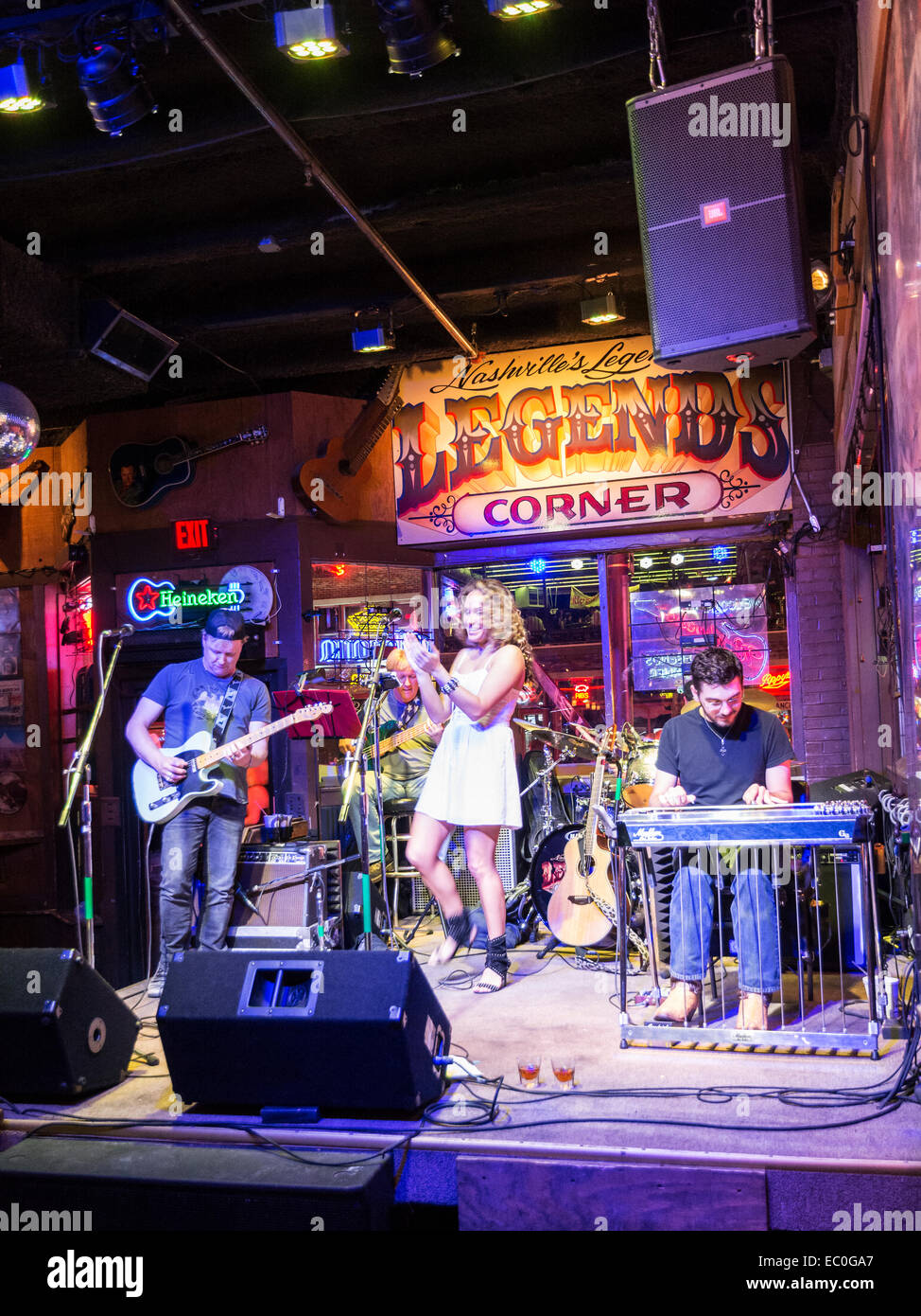 Tennessee, Nashville, Downtown, The District, Broadway, Legends Corner, music venue bar honky tonk Stock Photo