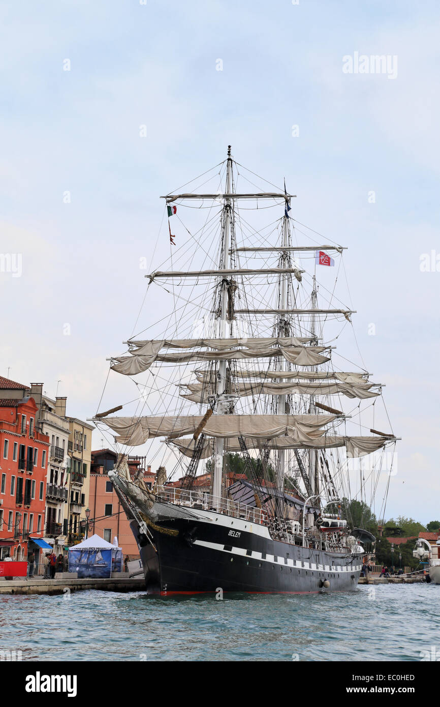 The French three masted barque Belem built 1896 - training tall ship Stock Photo