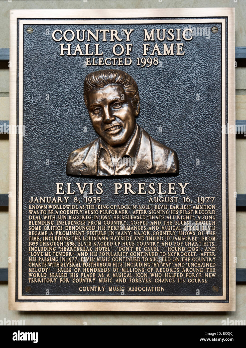 Tennessee, Nashville,  Country Music Hall of Fame and Museum, Elvis Presley plaque Stock Photo