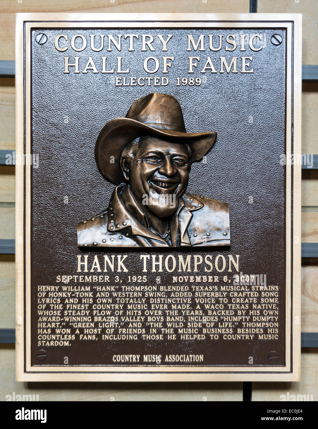 Tennessee, Nashville,  Country Music Hall of Fame and Museum, Hank Thompson plaque Stock Photo