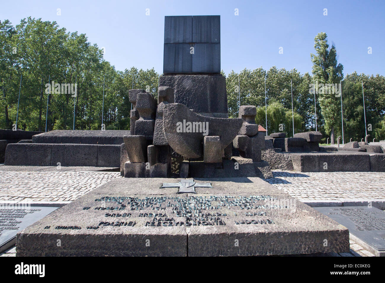 Monument in Auschwitz Birkenau Concentration Camp, Poland Stock Photo