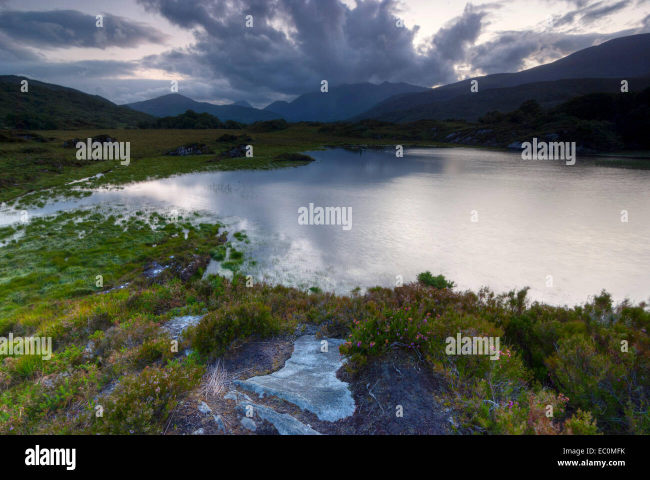 Evening sky over lakes in Killarney National Park, Republic of Ireland, Europe Stock Photo