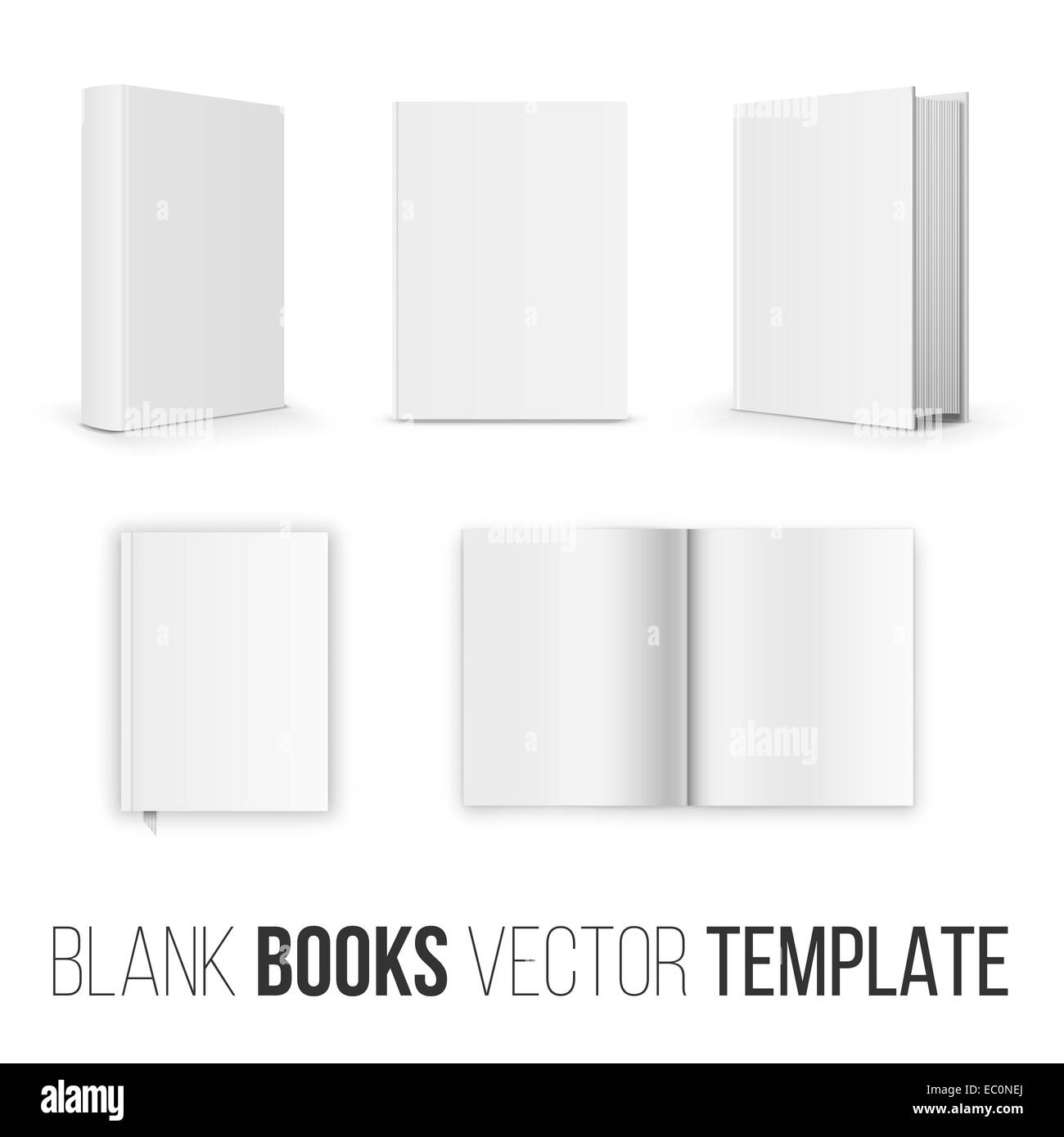 Vector collection of various blank books position  template  on white background Stock Photo