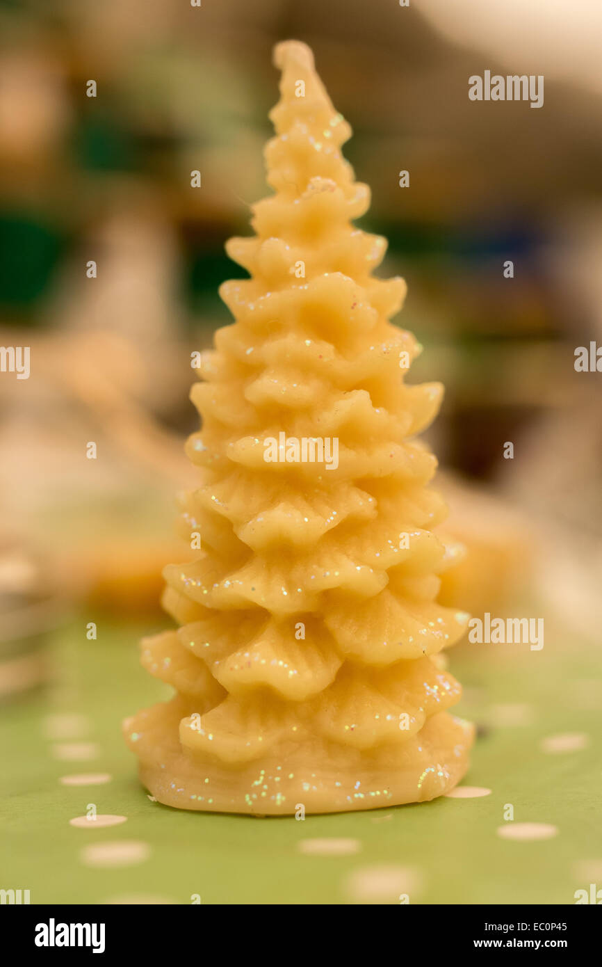 Christmas tree made from bees wax Stock Photo