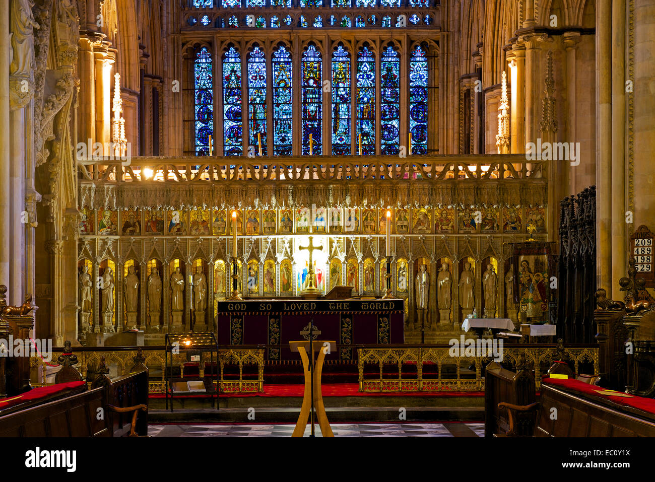 The altar and reredos, Beverley Minster, Humberside, East Yorkshire, England UK Stock Photo