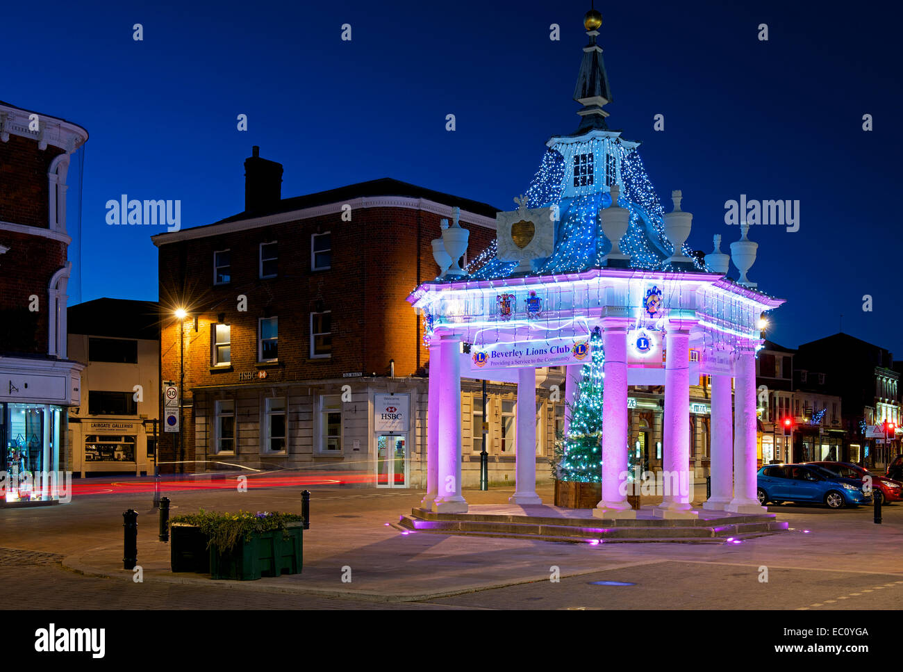 Beverley town centre at dusk, Humberside, East Yorkshire, England UK Stock Photo