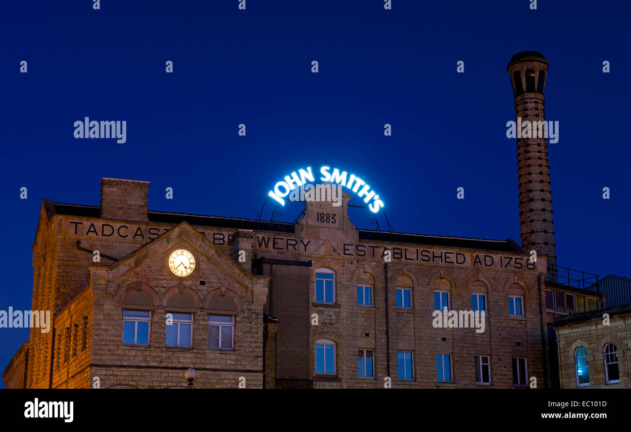 John Smith's Brewery at night, Tadcaster, North Yorkshire, England UK Stock Photo