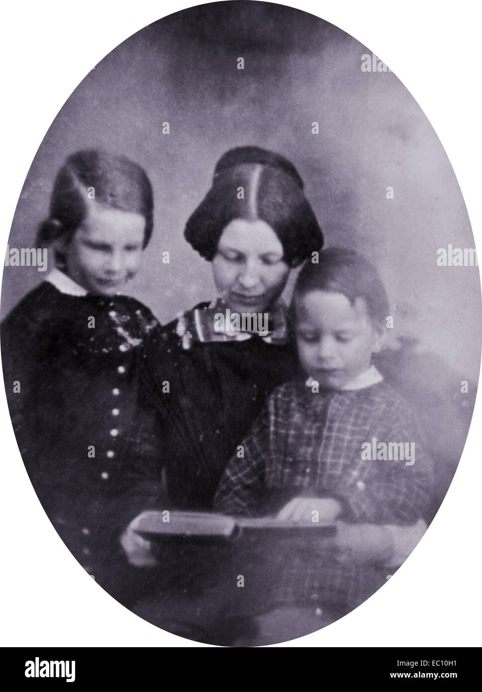Wife of Henry Wadsworth Longfellow, Fanny Appleton Longfellow, with sons Charles and Ernest Stock Photo