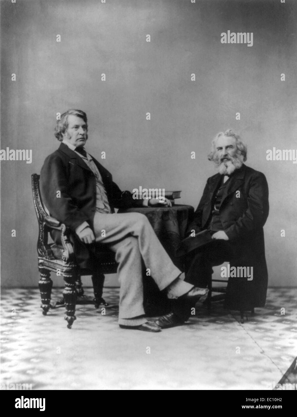 Henry Wadsworth Longfellow and his friend Senator Charles Sumner 1863 Stock Photo