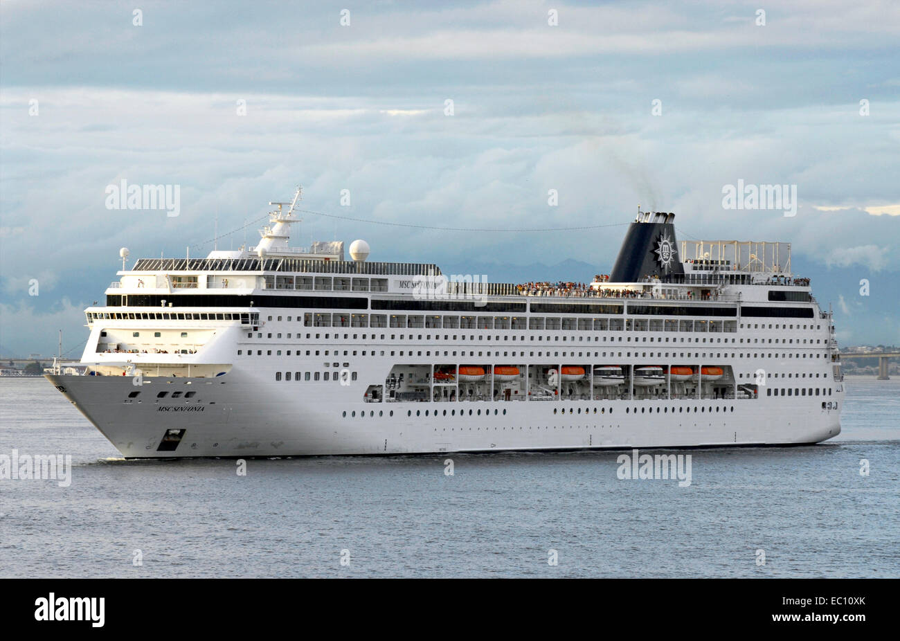 Cruise ship MSC Sinfonia anchored in the port of  Rio de Janeiro, Brazil. Stock Photo