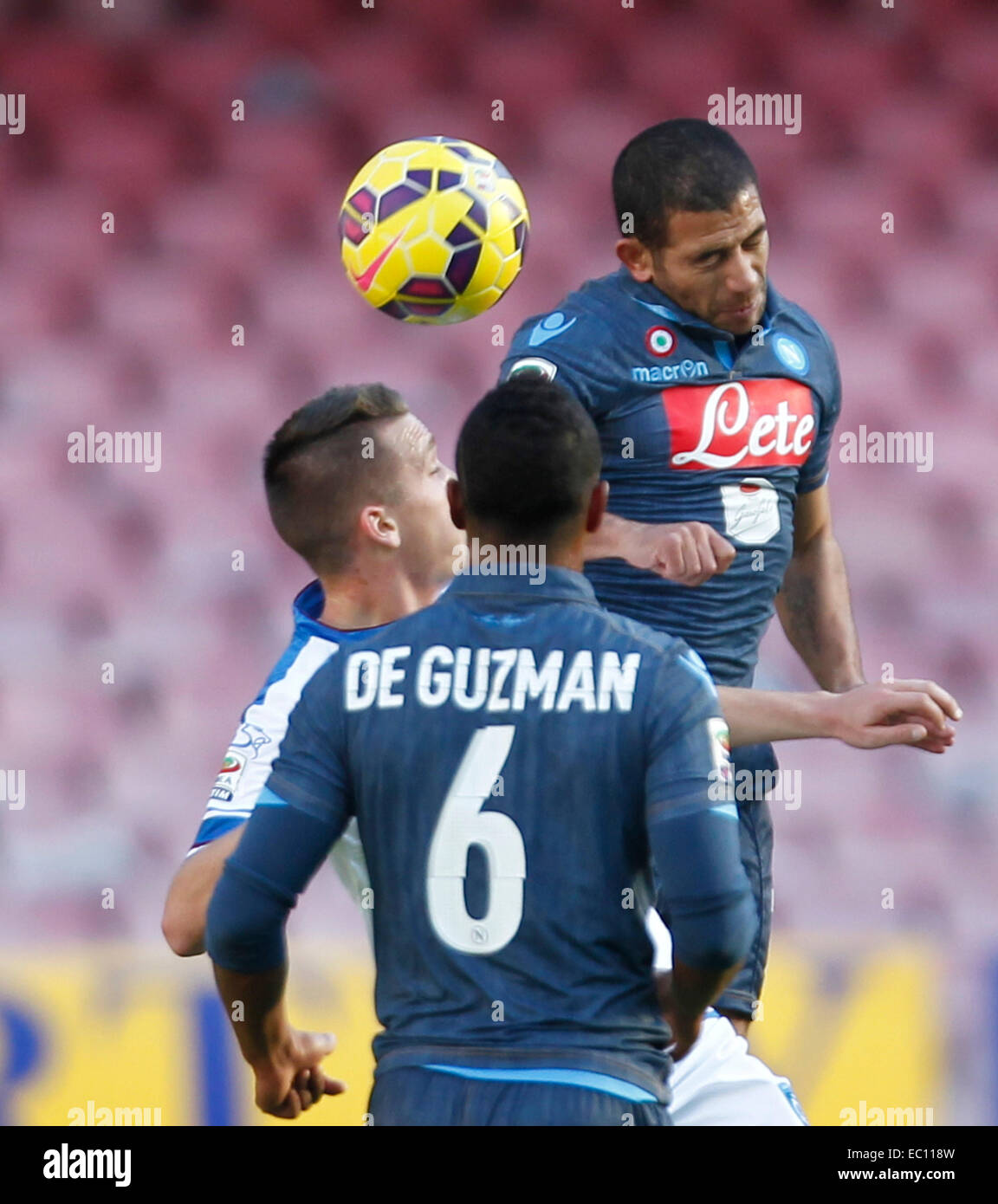 Naples, Italy. 7th Dec, 2014. Walter Gargano n action during the Italian Serie A soccer match between SSC Napoli and Empolii at San Paolo stadium in Naples. Credit:  Ciro De Luca/Pacific Press/Alamy Live News Stock Photo