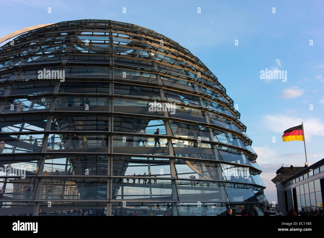 The dome built as part of the restoration of  Berlin's Reichstag building. Stock Photo