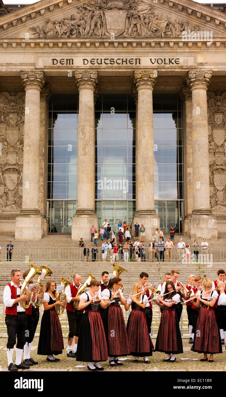 Traditional choir in front of the Reichstag building. Stock Photo