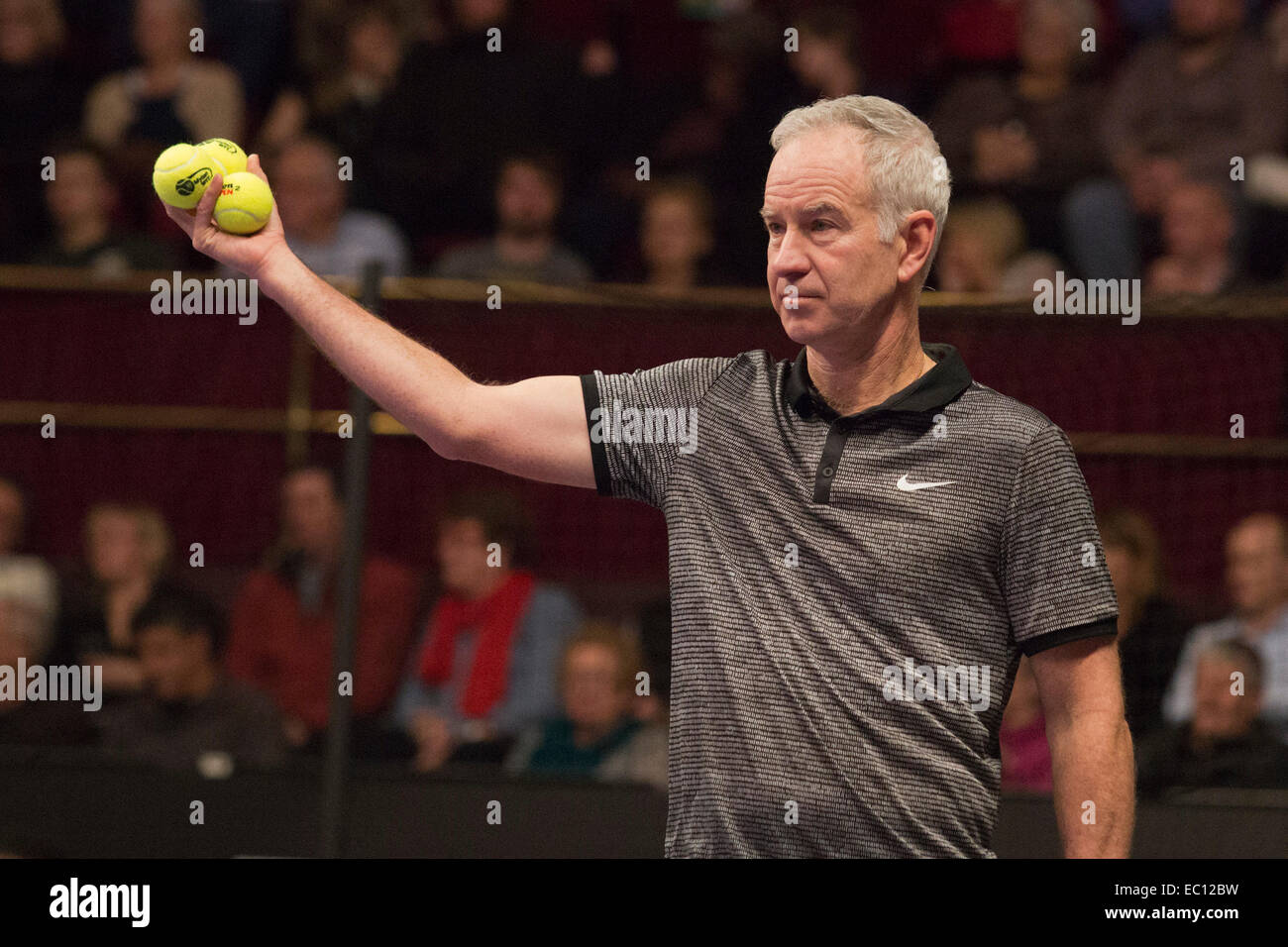 London, UK. 7 December 2014. Pictured: John McEnroe. 22nd Mylan World Team Tennis Smash Hits, taking place at the Royal Albert Hall, London, for the first time. Event participants include Team Elton John: Andy Roddick, John McEnroe, Heather Watson and Martina Hingis and Team Billie Jean: Kim Clijsters, Sabine Lisicki, Tim Henman and Jamie Murray. The event raises money for the Elton John Aids Foundation (EJAF). The event takes place during Statoil Masters Tennis and the 2014 event was won by Team Billie Jean. Credit:  Nick Savage/Alamy Live News Stock Photo