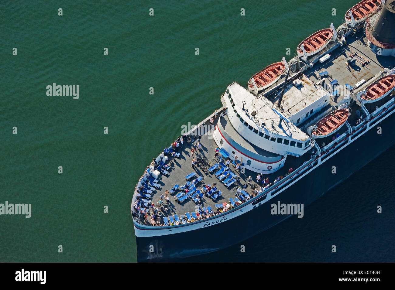 Lake Michigan Car ferry docked at home port the Badger is the last
