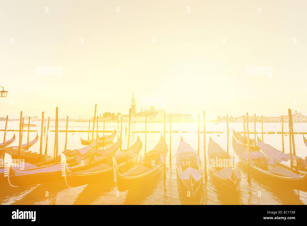 Venetian gondolas at sunrise, Venice, Italy Stock Photo - Alamy
