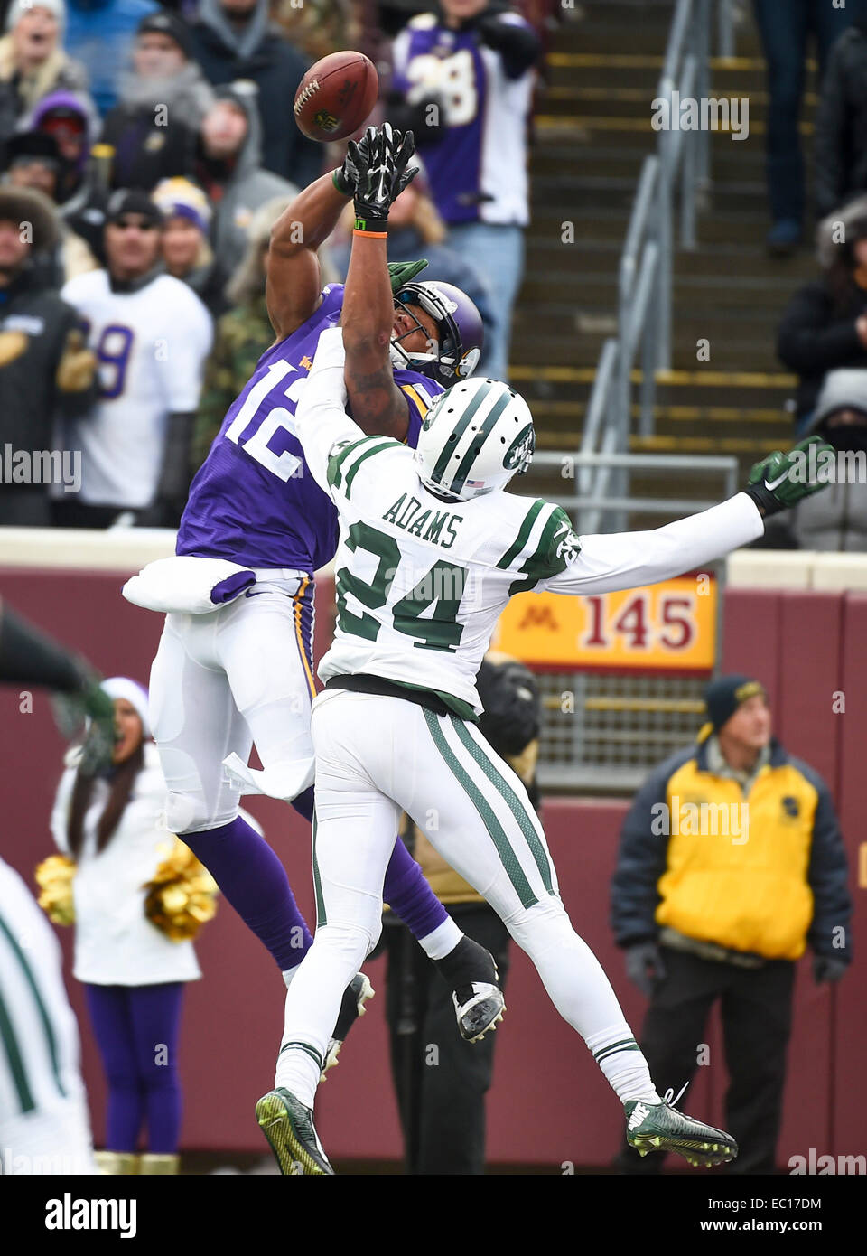 Minneapolis, MN, USA. 7th Dec, 2014. New York Jets corner back Phillip