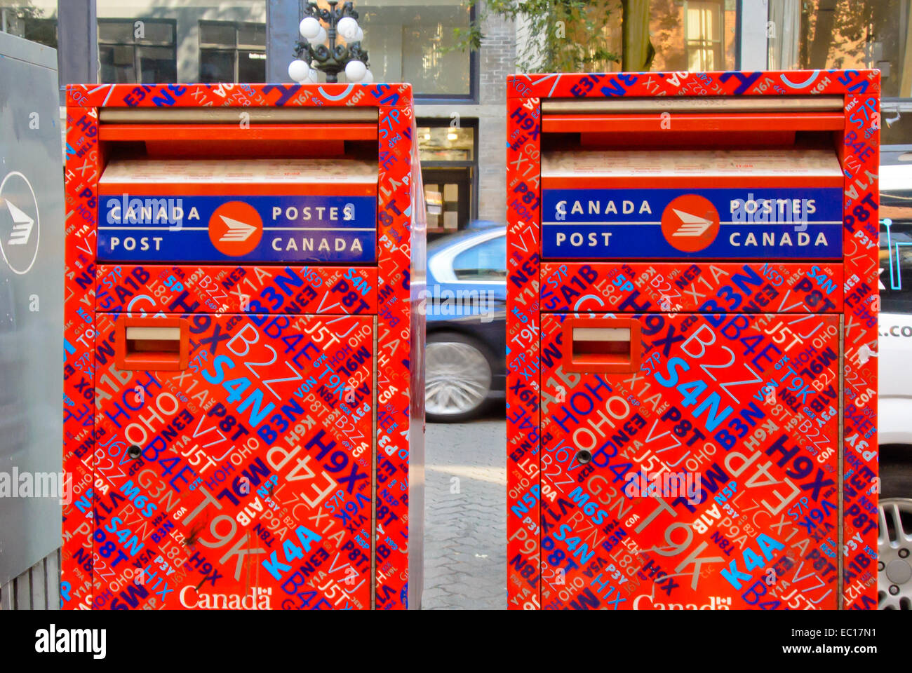 Canadian post boxes on urban street Stock Photo Alamy