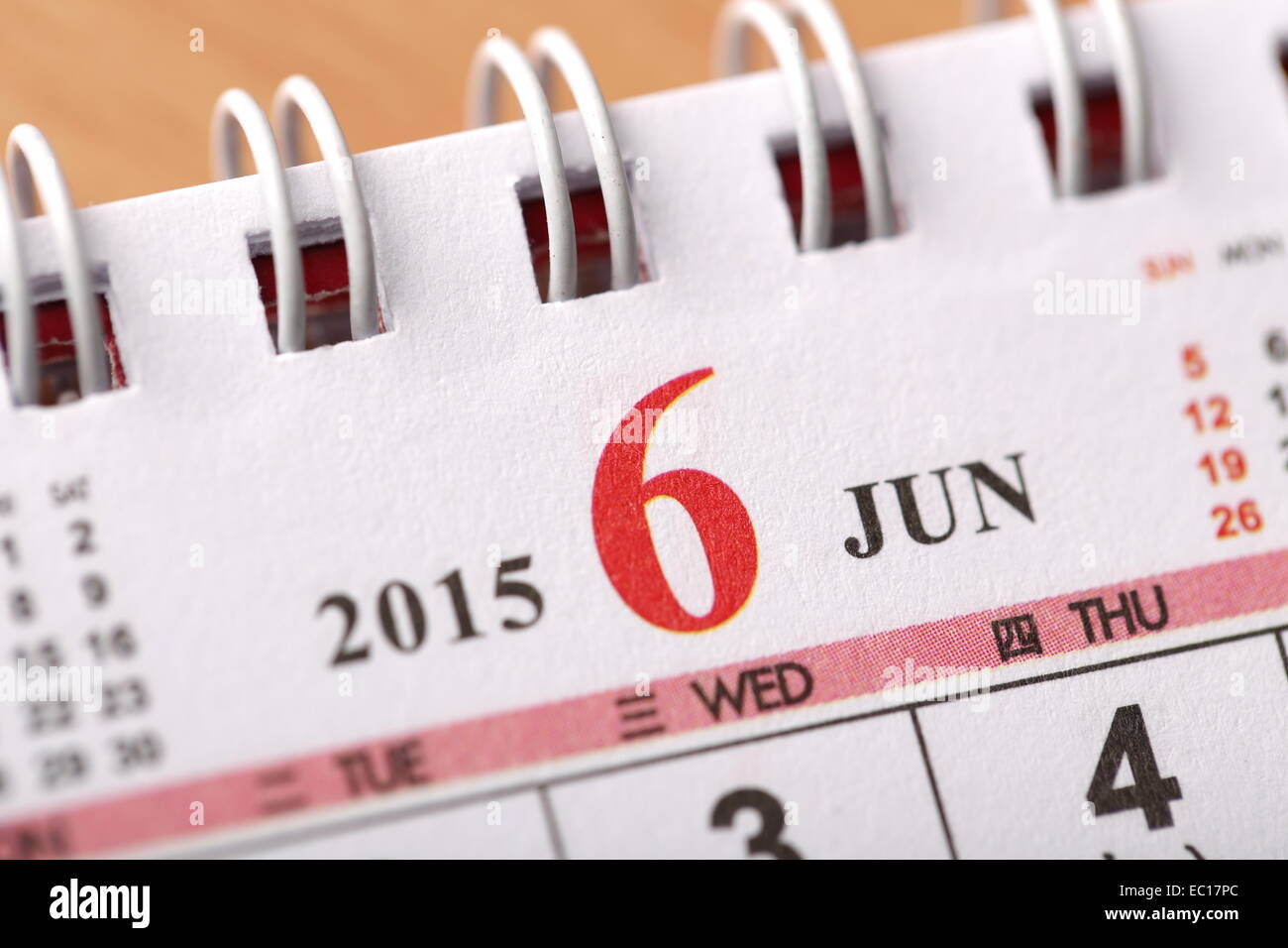 Macro Chinese Calendar 2015 June with Chinese number word Stock Photo Macro Chinese Calendar 2015 June with Chinese number word Stock Photo