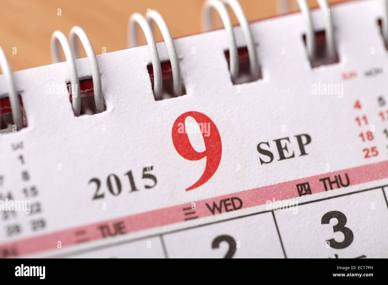Macro Chinese Calendar 15 September With Chinese Number Word Stock Photo Alamy