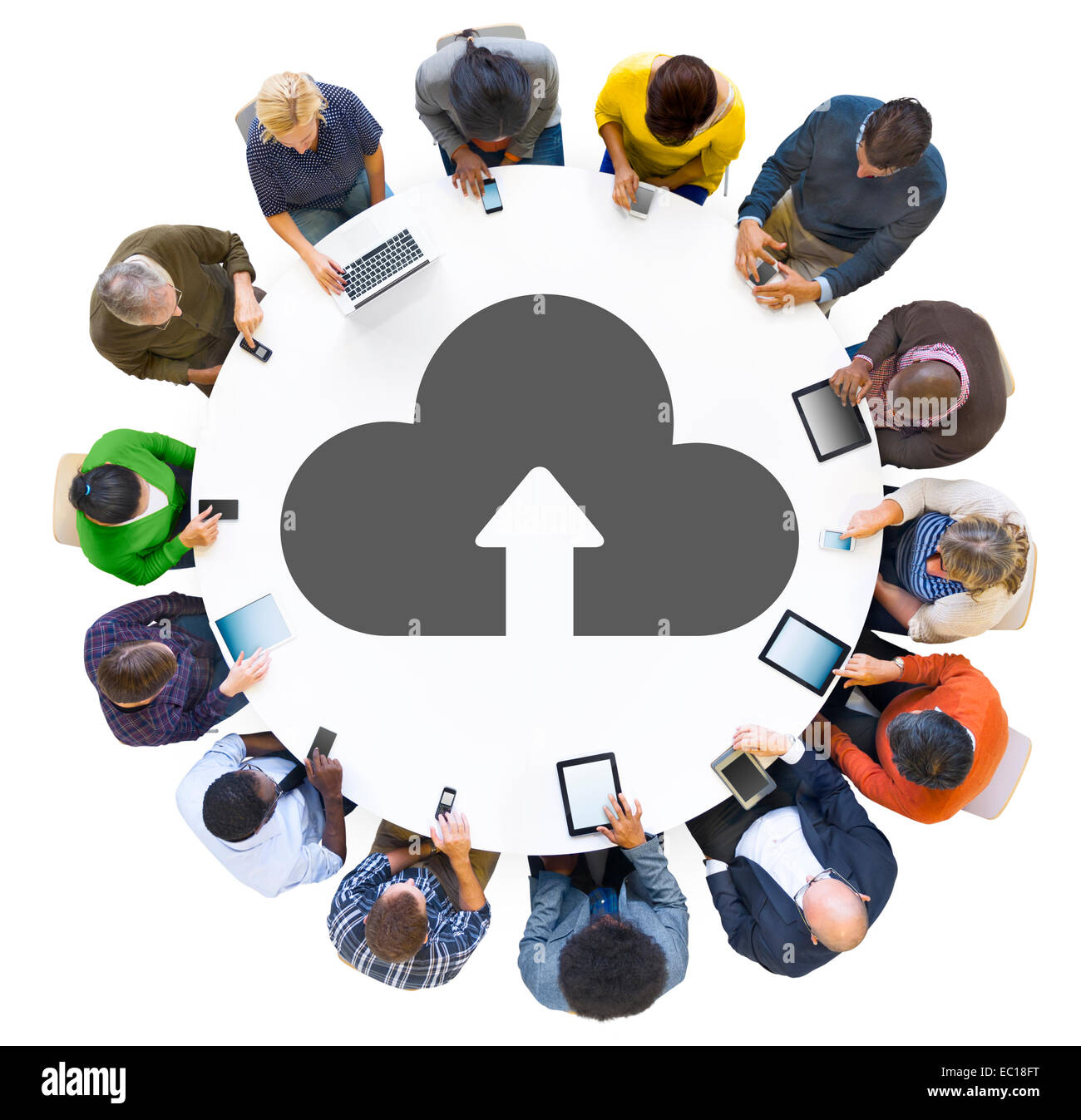 Multiethnic Group of People Cloud Computing Stock Photo