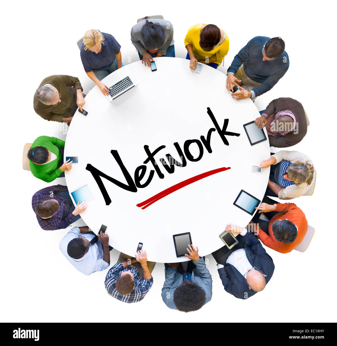 Multi-Ethnic Group of People and Network Concept Stock Photo
